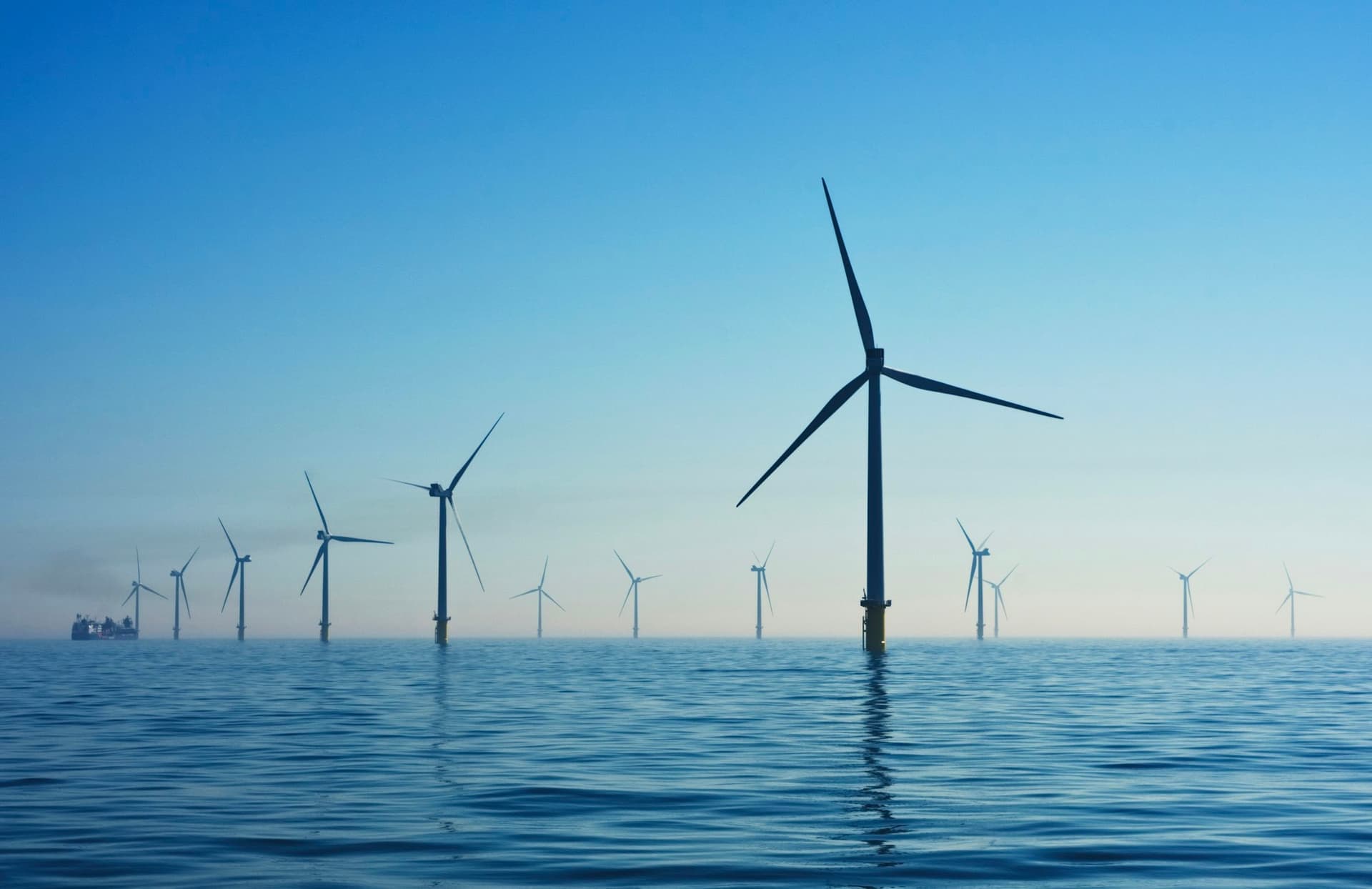 Offshore wind turbines at sea