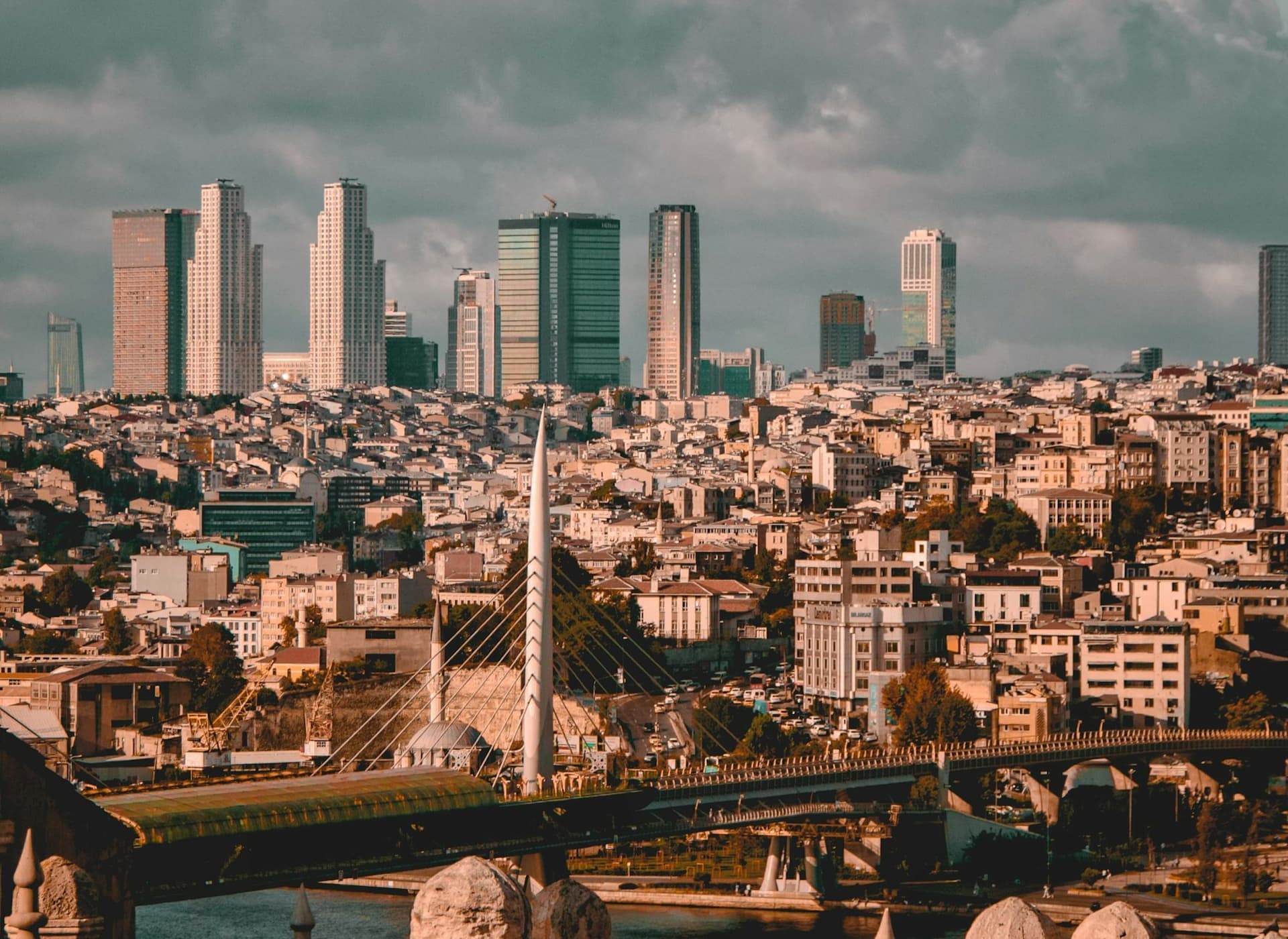 Istanbul business district skyline