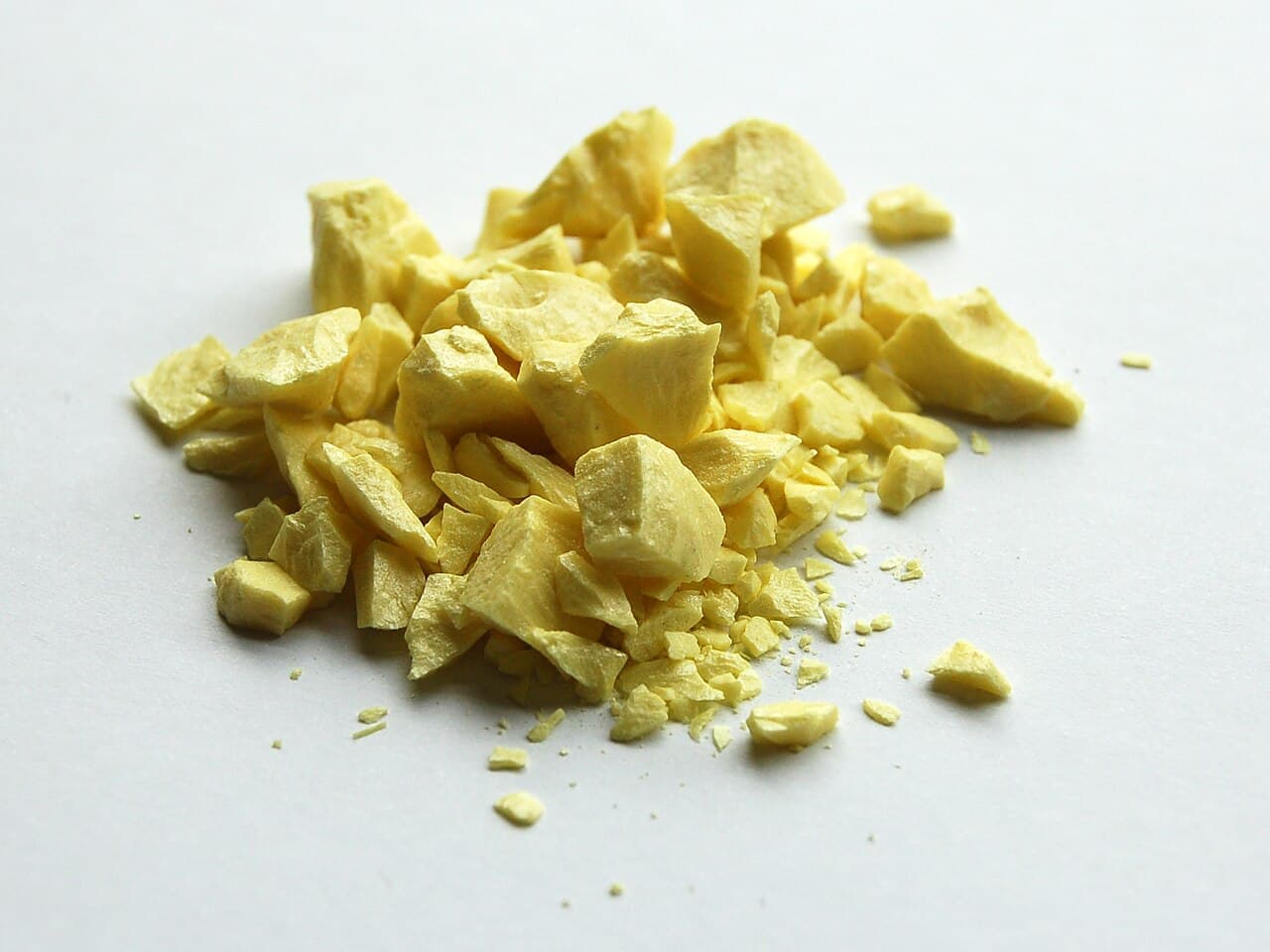Close-up of yellow sulphur pieces