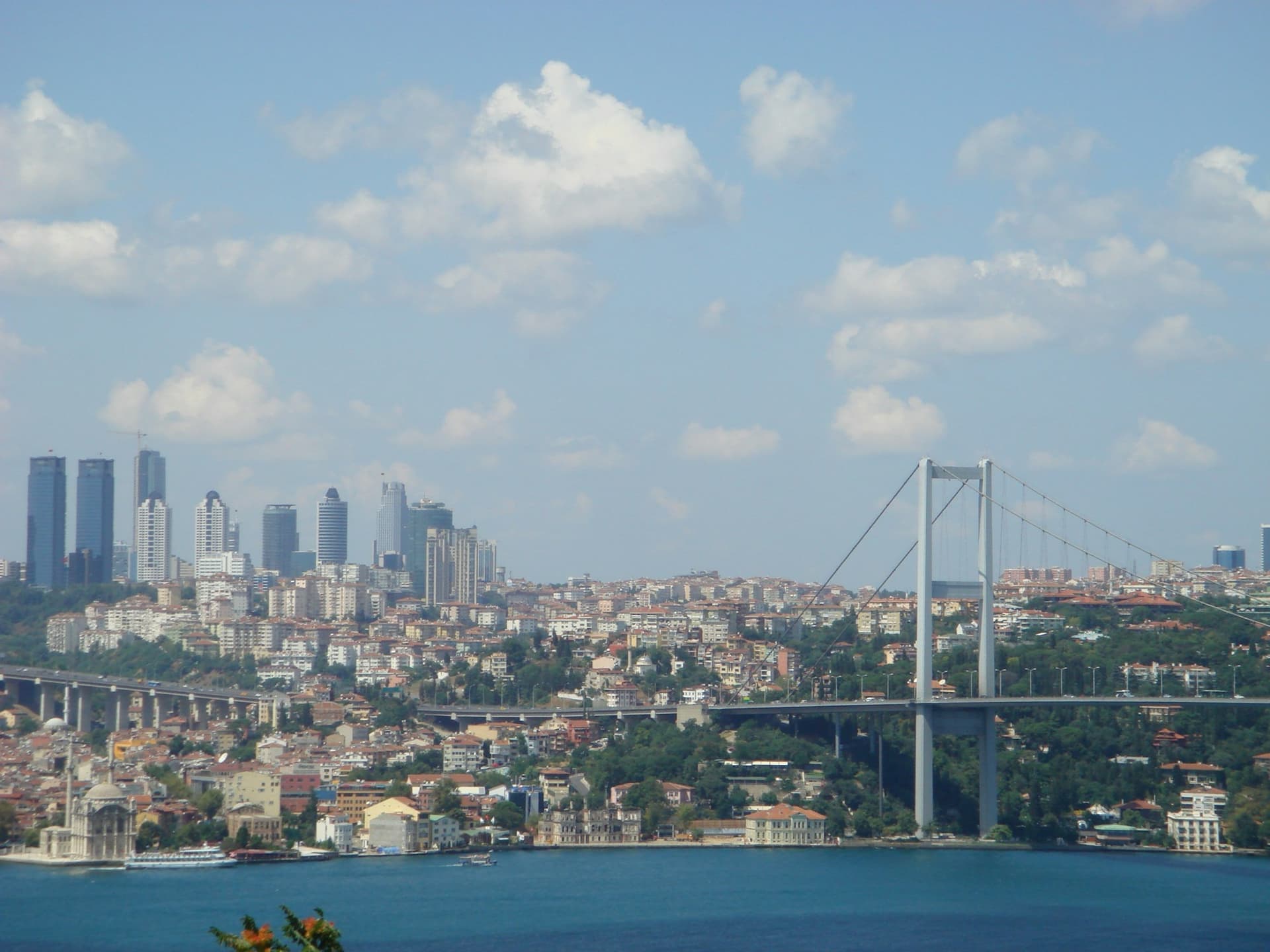 The Bosphorus Bridge and Istanbul skyline